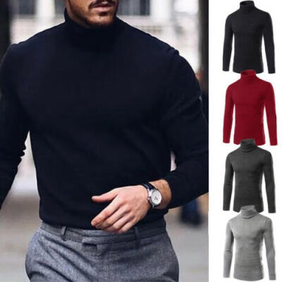 

Men Long Sleeve Pullover High Neck Turtleneck Stretch Slim Basic T Shirt Tee Top