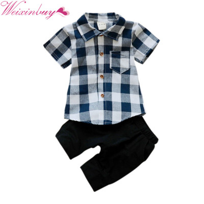 

Children Boys Clothing Sets Baby Boys Plaid T-shirt Top shorts Summer Set Toddler Kids Tracksuit Clothes Sport suit Set