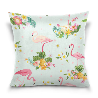 

ALAZA Throw Pillow Cover 16 X 16 inch Christmas Gift Cushion Cover with Flamingo Printed Pillowcase