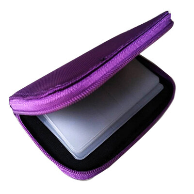 

Fashion Lady Solid Color Large Capacity Zip Faux Leather SIM CF Card Storage Bag