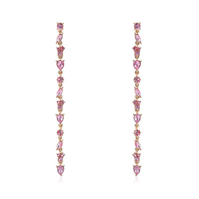 

Fashion Alloy Embedded Crystal Tassel Drop Earrings Ear Studs Pendant Earrings for Women Jewelry