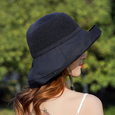 

Hat girl summer Korean version of the sun hat with uv protection large eaves sun-proof sun-tie basin hat sun hat fisherman hat
