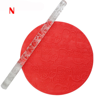 

Siaonvr Embossing Acrylic Rolling Pin Fondant Sugar Craft Cake Baking Decorating Tool