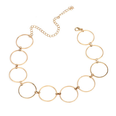 

Gifts Sexy Punk Gothic Circle Link Torques Choker Necklace Harajuku Silver Gold Color Collar Statement Necklaces