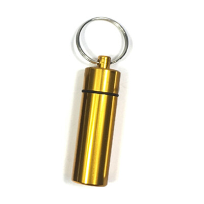 

2 Pcs Portable Waterproof Pill Box Aluminum Case Bottle Cache Drug Holder Container Medicine Box With Keychain