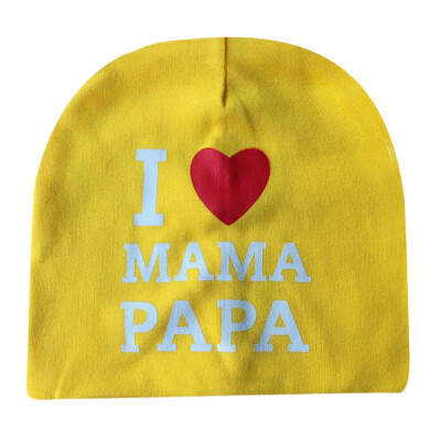 

2018 Baby Hat Newborn infant Baby Cotton I Love Mama&Dad Print Caps Hats For Baby Girls Knitted Beanies Cap colorful