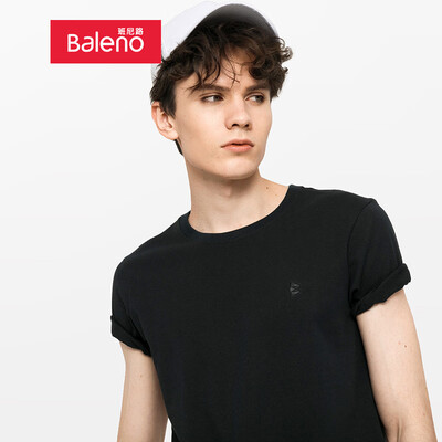 

Baleno T-shirt male 2019 spring&summer new trend solid color OE yarn round neck shirt male 88902214 00A XXL