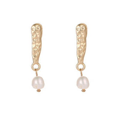 

Women Pin Matte Freshwater Pearl Earrings Waterdrop Asymmetric Long Dangle