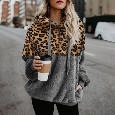 

Tailored Women Leopard Patchwork Long Sleeve Sweatshirt Pullover Shirt Tops Blouse