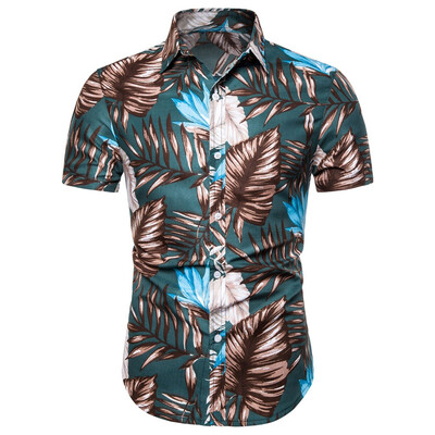 

Tailored Men Summer Bohe Linen Short Sleeve Basic T Shirt Blouse Fit Slim Printed Top