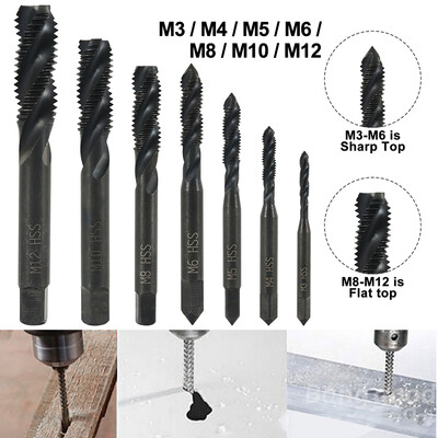 

7pcs Square handle HSS M3-M12 spiral groove tap Metric Plug Tap Machine Screw Thread Drill Bits