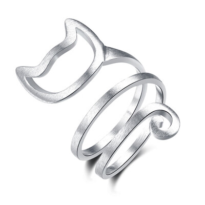 

Cute Small Cat Ring Women Girl Wrap Finger Ring Adjustable Fashion Jewelry Gift