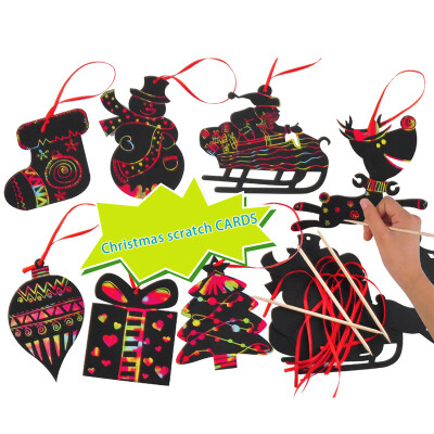 

Children Festival Party Kids Party Adornment Scratch Color Magic Christmas Ornaments Paper Cute Halloween Pendants Decoration