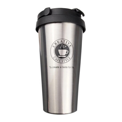 

500ml Large Capacity Travel Mug Creative Coffee Cup 304 Stainless Steel Double Wall Vacuum Insulated Wide Mouth Tea Cup with Lid