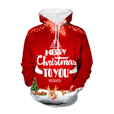 

Tailored Christmas Women Men Couples Print Long Sleeve Hoodie Sweatshirt Pullover Tops