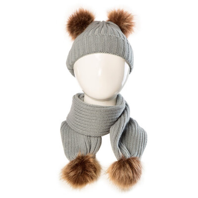 

2 Pieces Set Children Winter Hat Scarf For Boys Girls Hat Kids Cap Knitted Warm Hat Wholesale