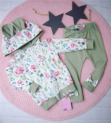 

Toddler Kids Baby Girl Clothes Zipper Sweatshirt Top Hoodies Pants Outfit 2PCS