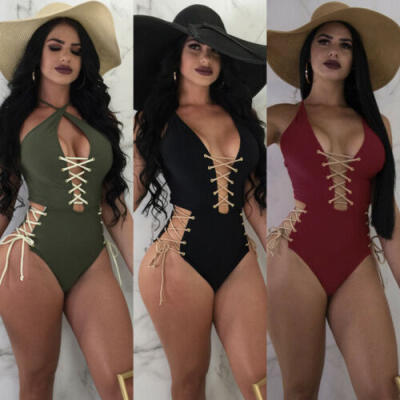 

US STOCK Sexy Womens Swimwear One Piece Swimsuit Monokini Push Up Bikini Bathing