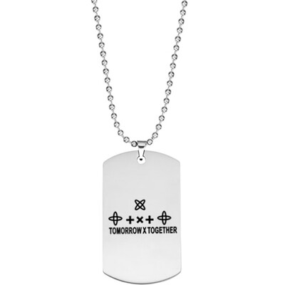 

Lettering Summer Necklace Tag Chain Korean Mens Idol Team TXT Combination Stainless Steel TOMORROW X TOGETHER