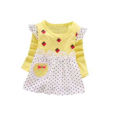 

Baby Girls Dress Autumn Children Clothing Polka Dot Long Sleeve Toddler Floral Sundress Outfits Clothes