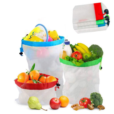 

12Pcs Reusable Grocery Mesh Bags Drawstring Vegetable Fruit Toys Storage Pouch