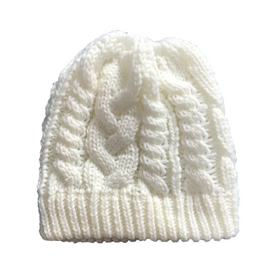 

2019 New Women Winter Warm Ponytail Messy Bun Beanie Cap Stretch Knitted Crochet Hats For Women Girls Ourdoor Accessories