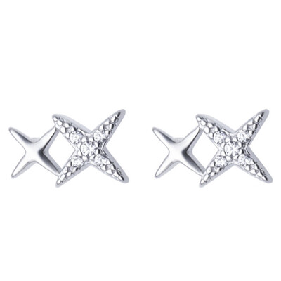 

Womens Silver Stud Earrings Fashion Drilling Star Studs Jewelry Work Party Date Ear Jewellery Accessories