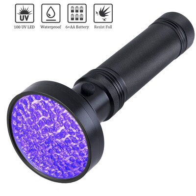 

100 LED UV Ultra Violet Blacklight Flashlight Lamp Torch Inspection Light UK