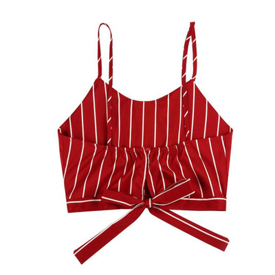 

WJ New 2019 Sexy Women Solid Strappy Tanks Vest Crop Top Summer Sleeveless Slash Neck Tanks Beach Women Bow Tank Tops