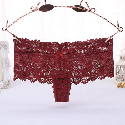 

2018 Hot Sexy Underwear Women Bow Lace Intimates Sexy Breathable Transparent Lingerie Panties Briefs