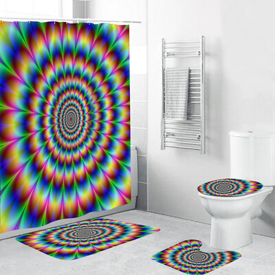 

〖Follure〗4PCS Non Slip Toilet Polyester Cover Mat Set Bathroom Shower Curtain