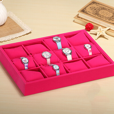 

Gobestart Full velvet watch plate 12-divided bracelet plate Watch display storage tray