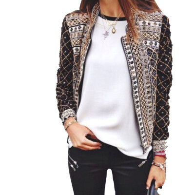 

New Arrival Spring Autumn Women Casual Printed Cardigan Coat Cool Tops