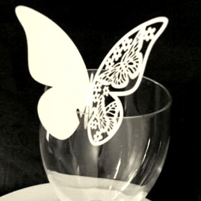 

50pcs Artificial Laser Cut Butterfly Seating Table Cup Place Card Favor Wedding Party Spplies