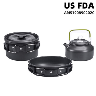 

Portable Camping Stove Frying Pan Burner Outdoor Hiking Picnic Cookware 3pcsSet