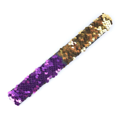 

New Fashion 20 Colors Mermaid Slap Bracelets Two-color Reversible Charm Sequins Flip Wristbands Gifts