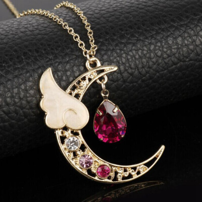 

Fashion Women Necklace Romantic Series Moon Wing Charm Pendant Hot Anime Cosplay Jewelry