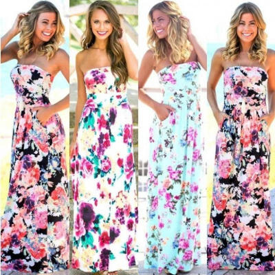 

Women&amp39s Summer Vintage Boho Long Maxi Evening Party Beach Dress Floral Sundress