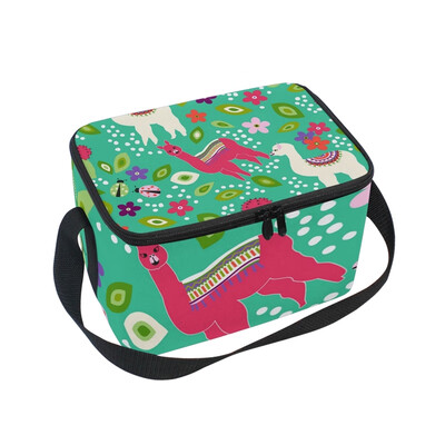 

ALAZA Lunch Box Cute Llama Insulated Lunch Bag Large Cooler Tote Bagfor Men Women