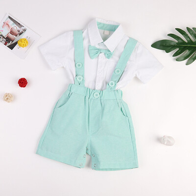 

Summer Baby Girl Casual Short Sleeve Tops Shirt Suspenders Strap Shorts Outfits Set