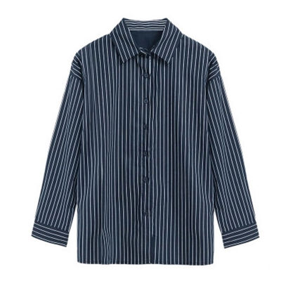 

Spring Autumn Women Blouse V-Neck Long Sleeve Work Shirts Women Office Tops Striped White Blouse