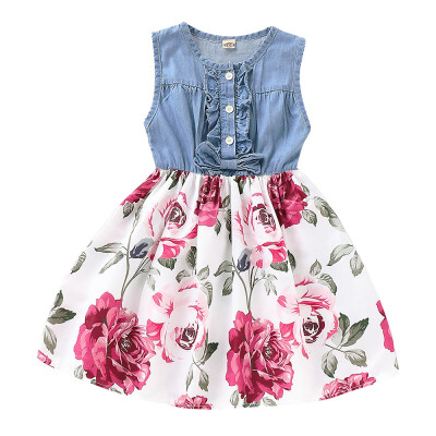 

2-7T Summer Kids Girls Casual Short Sleeve Bowknot Design Dress Costume Baby Children Mesh Dresses