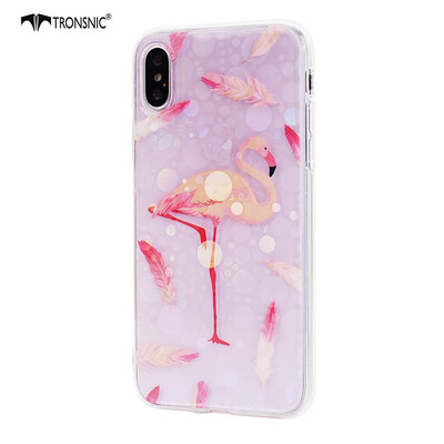 

Tronsnic Flamingo Flowers Phone Case for iPhone X XS Shiny Laser Soft Cases for Transparent Covers
