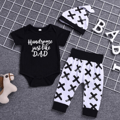 

Baby Boy Cotton Clothes Long Pants Outfits Pajamas Short Sleeve T-Shirt Baby Letter Print Clothes Boy Romper