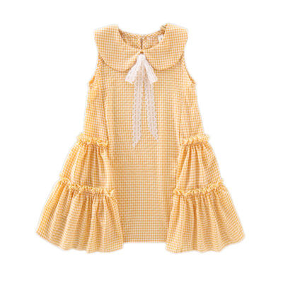 

Summer Dress For Girls Cute Baby Girls Dress Sleeveless Plaid Print Lace Bowknot Tutu Dresses Kids Toddler Pageant Sundress