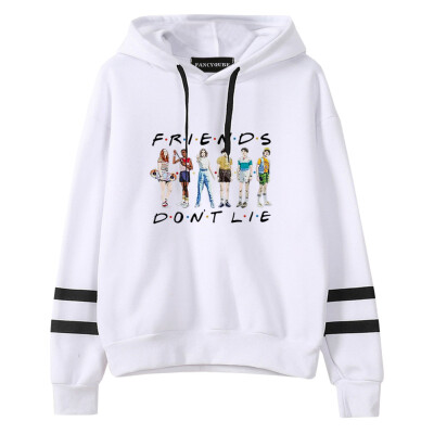 

Herqw61 Womens Stranger Things Friends Dont Lie Movie Hoodie Striped Long Sleeve Sweatshirt