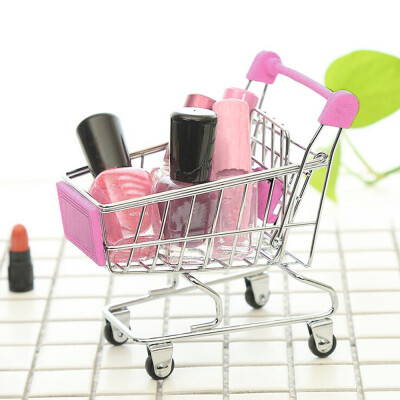 

〖Follure〗MINI Shopping Cart Kids Toy Creative Desktop Shelves Puff Storage Rack Pink