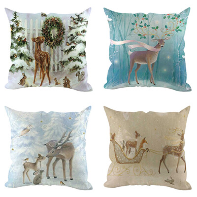 

Siaonvr 4Pcs Christmas Pillow Cover Pillowcases Decorative Sofa Cushion Cover Decoration