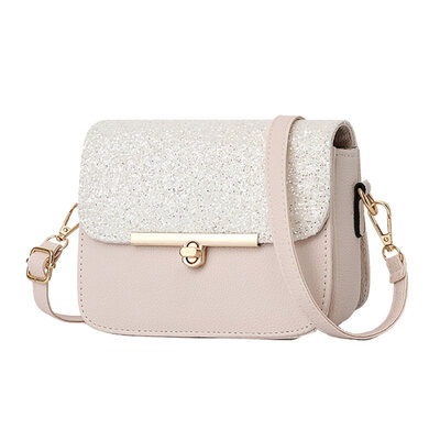 

Fashion Sequins Patchwork Women Twist Lock Square Small Crossbody Shoulder Bag