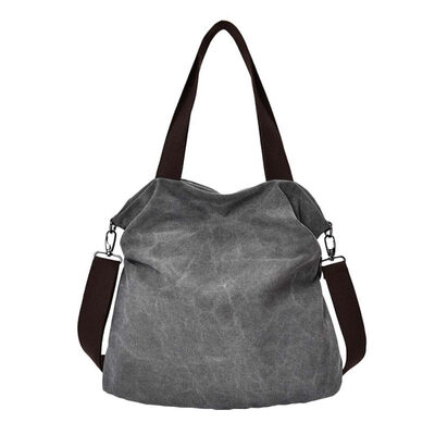 

Casual Solid Color Tote Women Large Capacity Zip Crossbody Shoulder Canvas Bag